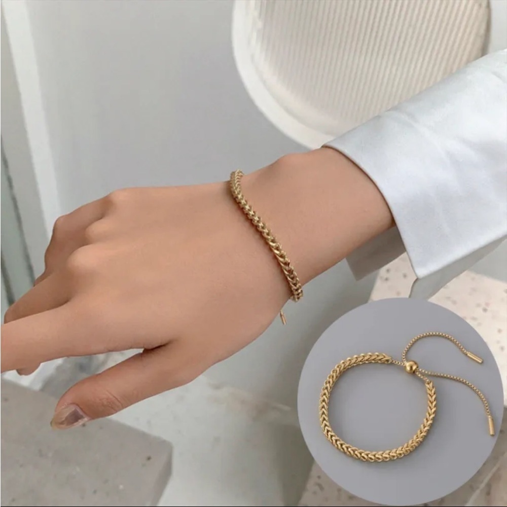 NEW Woven Gold Adjustable Chain Bracelet - Picture 8 of 11